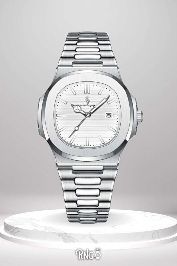 Poedagar Imperium Series Men's Wrist Watch – Stainless Steel, Calendar, Waterproof, Quartz Movement
