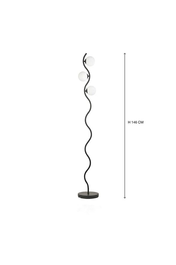 Kıvrımlı Özel Tasarım Şık Zarif 3 Camlı Zigzag Lambader - 5