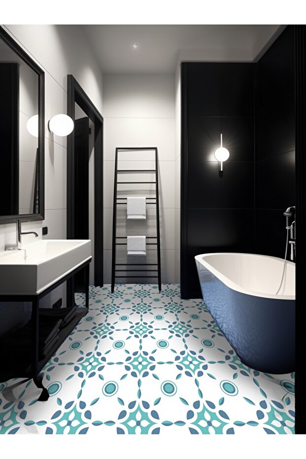 Suya Dayanıklı 100 x 100cm Mutfak Banyo Zemin Mermer Mobilya Fayans Yapışkanlı Folyo Kaplama Code157 - 6