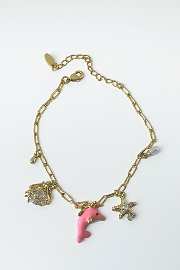 Gold Color Mixed Figure Stone Detailed Ysx Bracelet