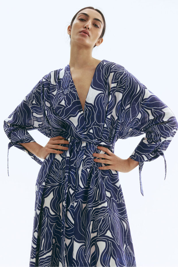 Kuşaklı Gömlek Elbise - 1