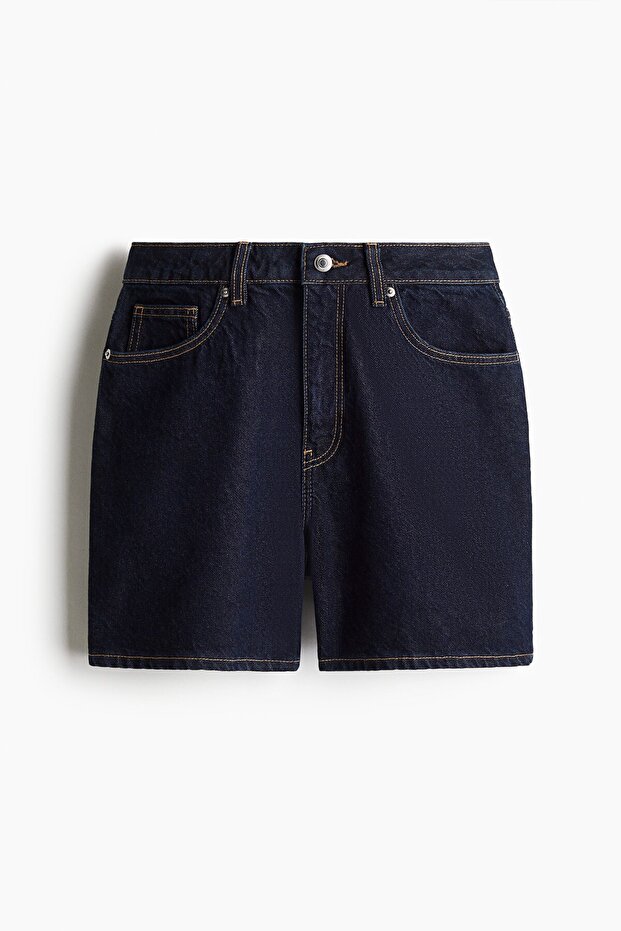 Yüksek Belli Kot Şort - 2