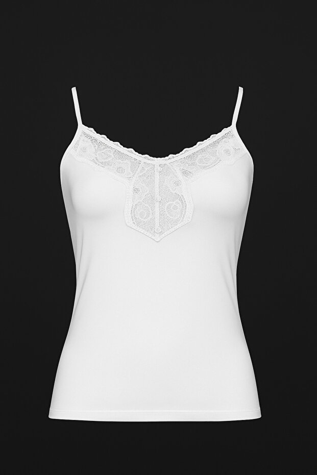 Women's Thin Strap Lace Cotton Tank Top/Body (1 Piece)