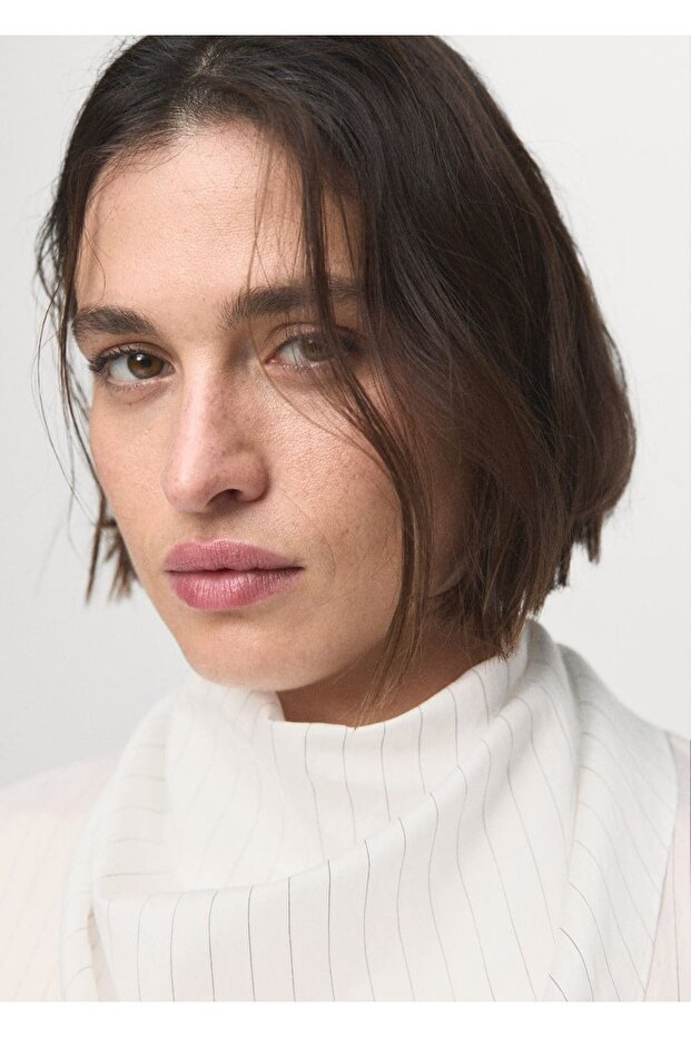 Mendilli çizgili bluz - 8