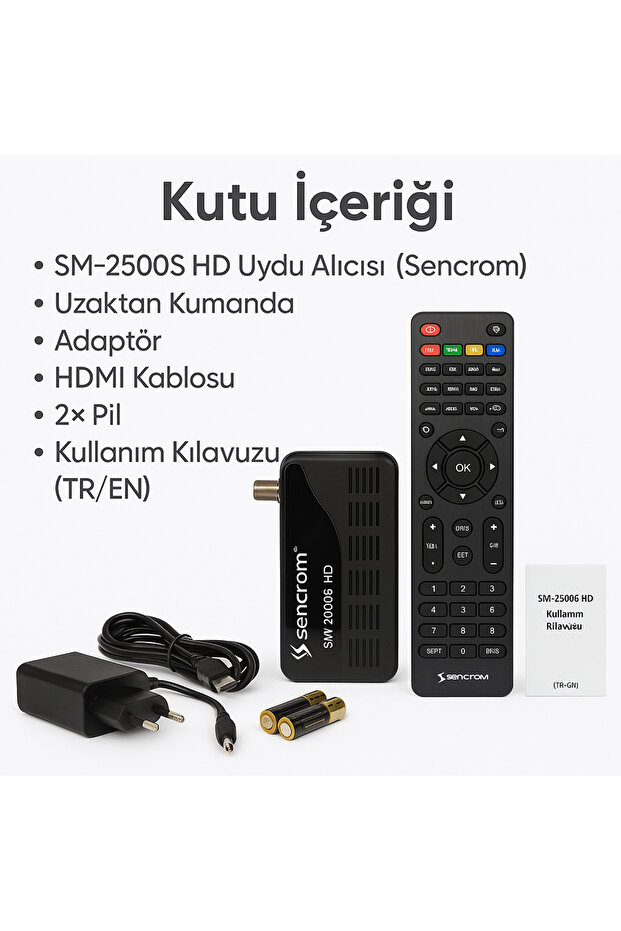 SM-2500S HD Uydu Alıcısı (Full HD 1080P, DVB-S2, 5000 Kanal, 64 Uydu Desteği) - 2
