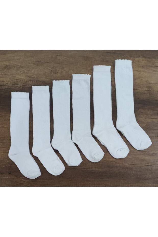 Girl's Knee-Length School Socks Cotton 6 Pairs