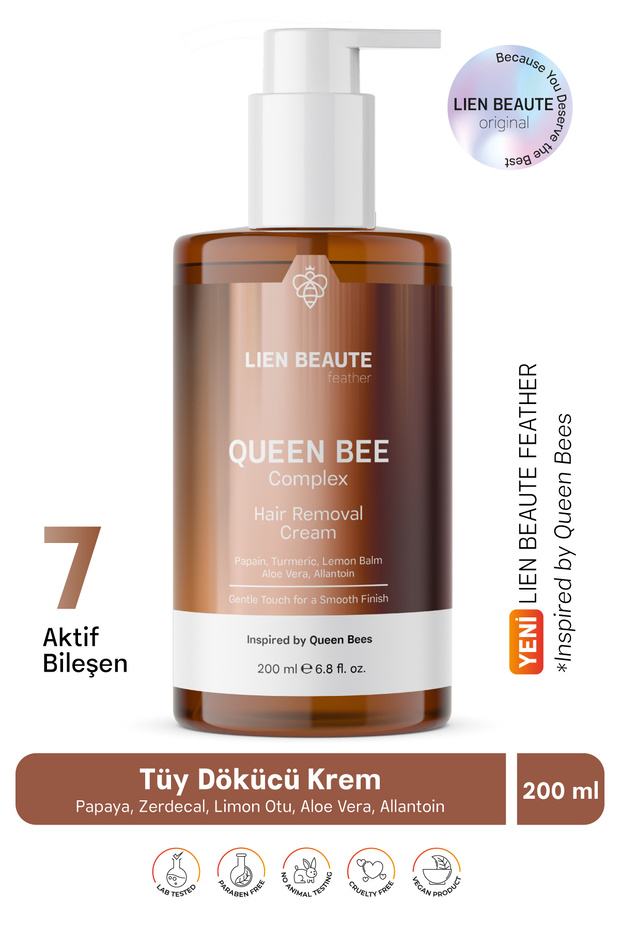 Lien Beaute Kraliçe Arı Kompleks Tüy Dökücü Krem Unisex Papaya Zerdeçal Limon Otu Allantoin