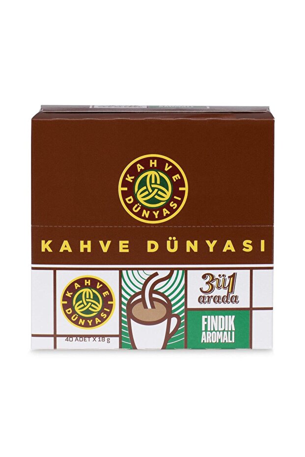 Kahve Dünyası 3ü1 Fındık Aromalı Kahve 40 x 18 gr x 4 Adet - 3