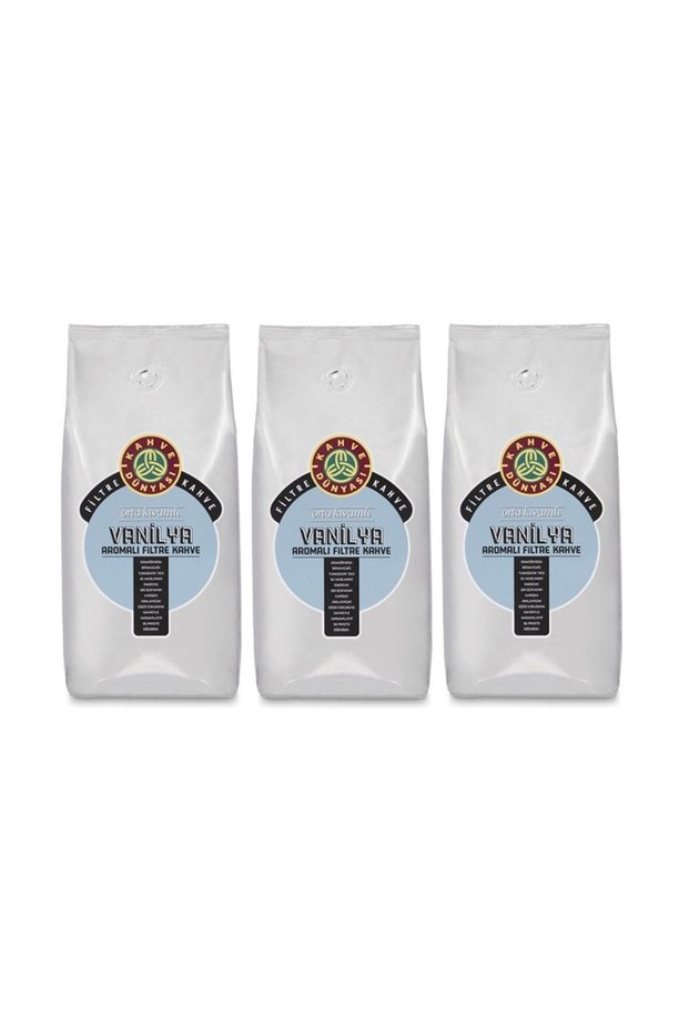 Coffee World Vanilla Flavored Filter Coffee Beans 3 Pieces 1 Kg.