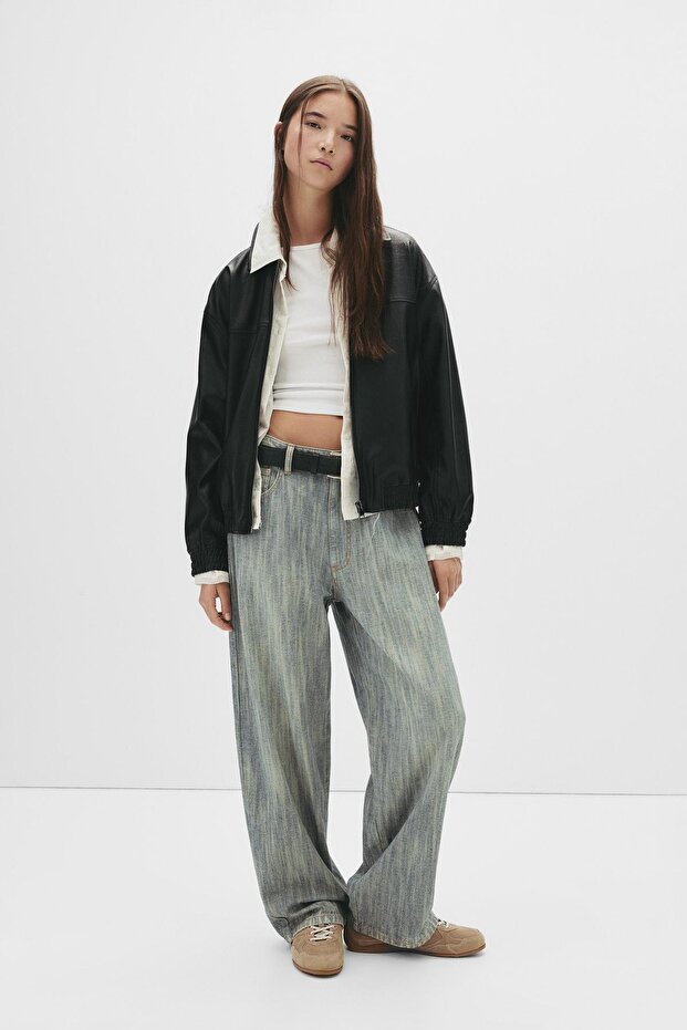 Beli lastikli suni deri ceket - 2