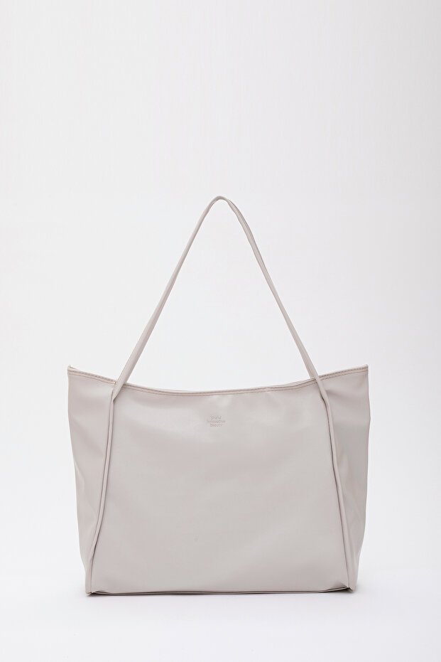 Gray Shk90 Faux Leather Zippered Hand, Arm and Shoulder Shopper Bag with Internal Compartments