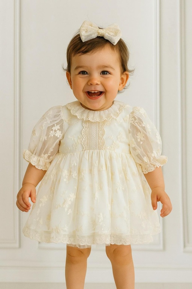 Baby Cream Vintage Dress Set