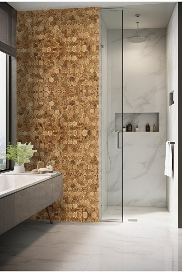 Code 98 Suya Dayanıklı Mutfak Banyo Zemin Mermer Mobilya Fayans Yapışkanlı Folyo Kaplama - 5