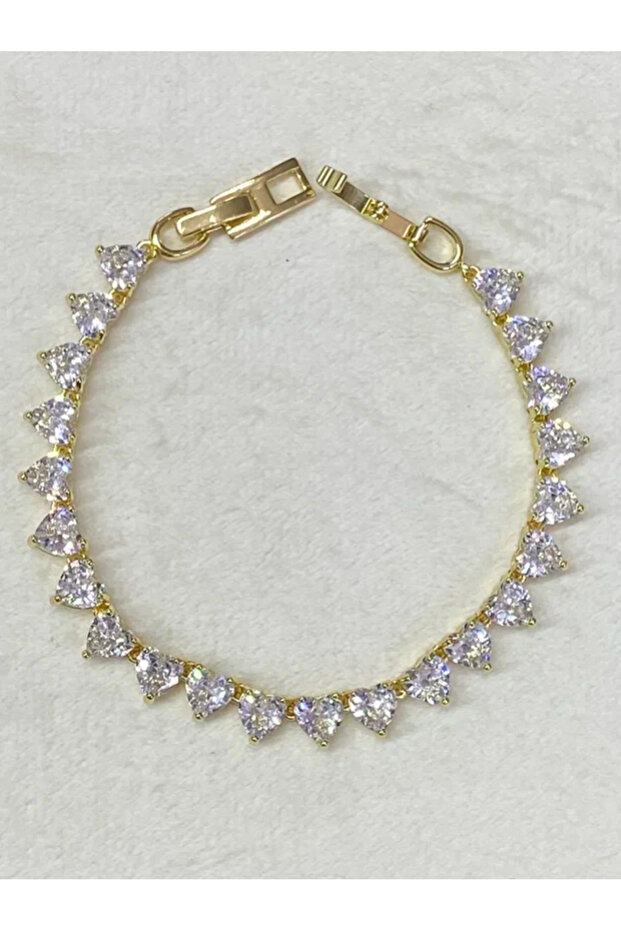 سوار من الحجر الملون على شكل قلب - 1