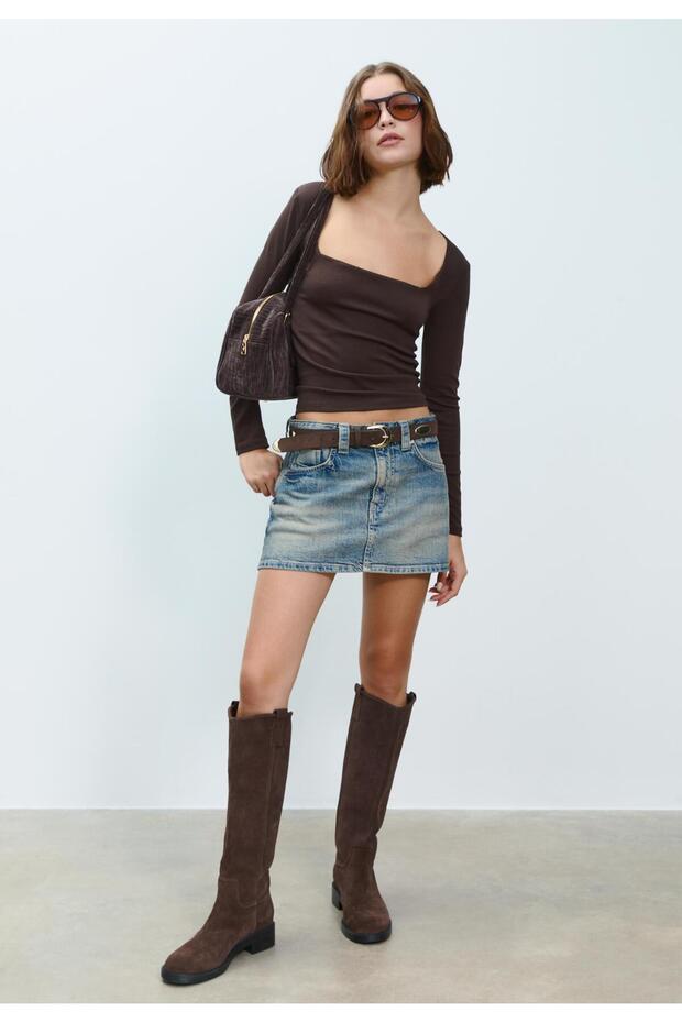 Düz Binici Deri Bot - 1