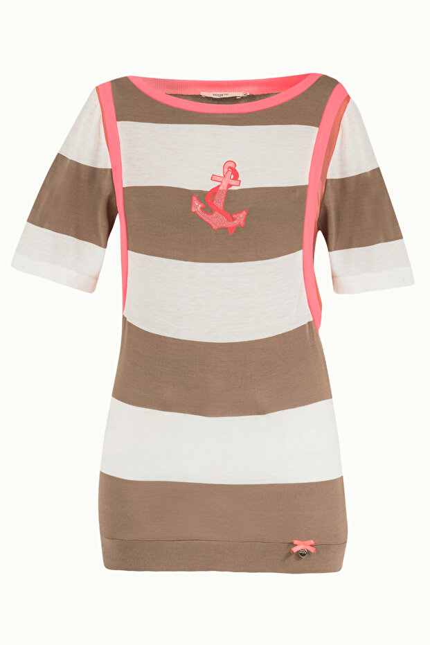 Bej İpek garnili örme bluz 18727 - 5