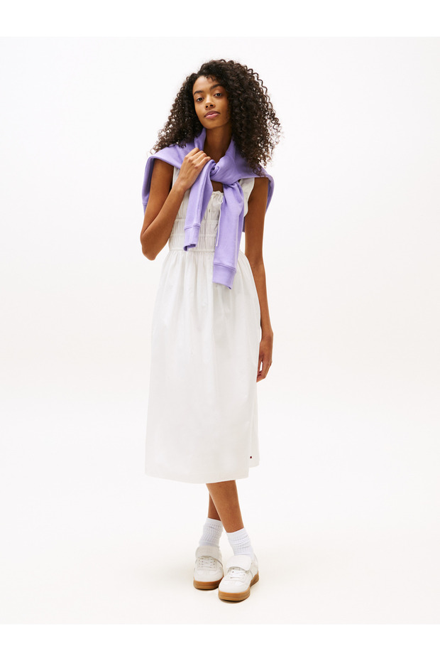Tjw Rouche Midi Poplin Dress Ext Dress