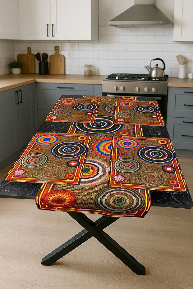 Boho Rings – 3D Ethnic Ring Table Runner & 4-Piece Supla Set