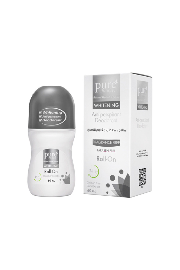 بيور رول ون مبيض مزيل التعرق غير معطر 60 مل WHITENING F/FREE ROLL ON 60ML