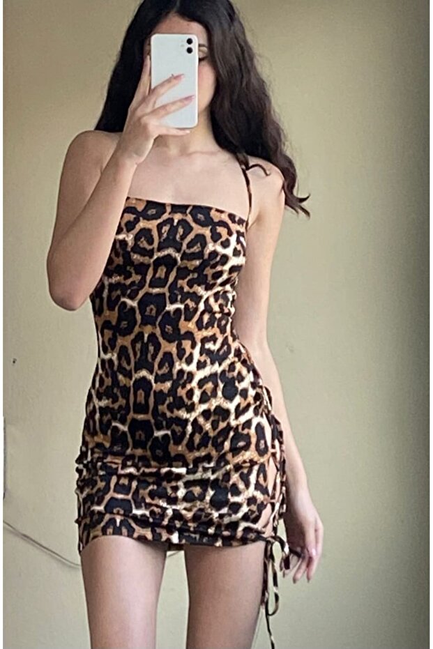Μίνι φόρεμα Leopard Backless - 2
