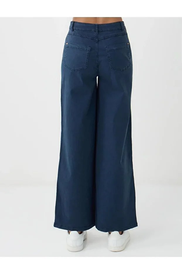 Lacivert Normal Bel İspanyol Paça Gabardin Pantolon - 5