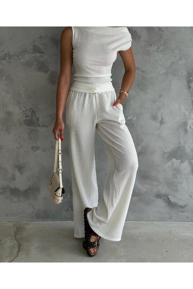 Wrapped Fabric Trousers-Blues Double Suit