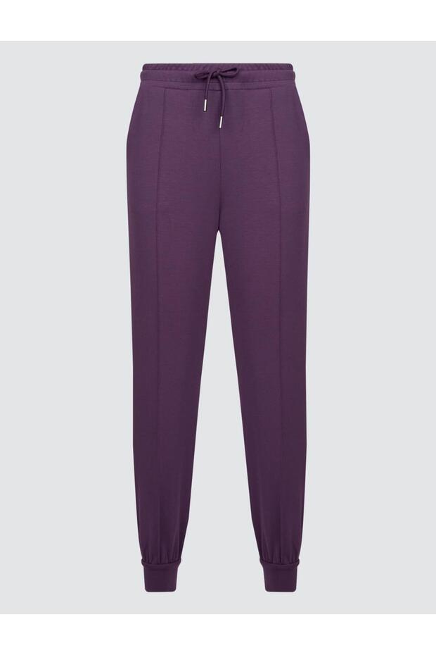 Mor Yüksek Bel Dar Paça Cepli Jogger Pantolon - 7