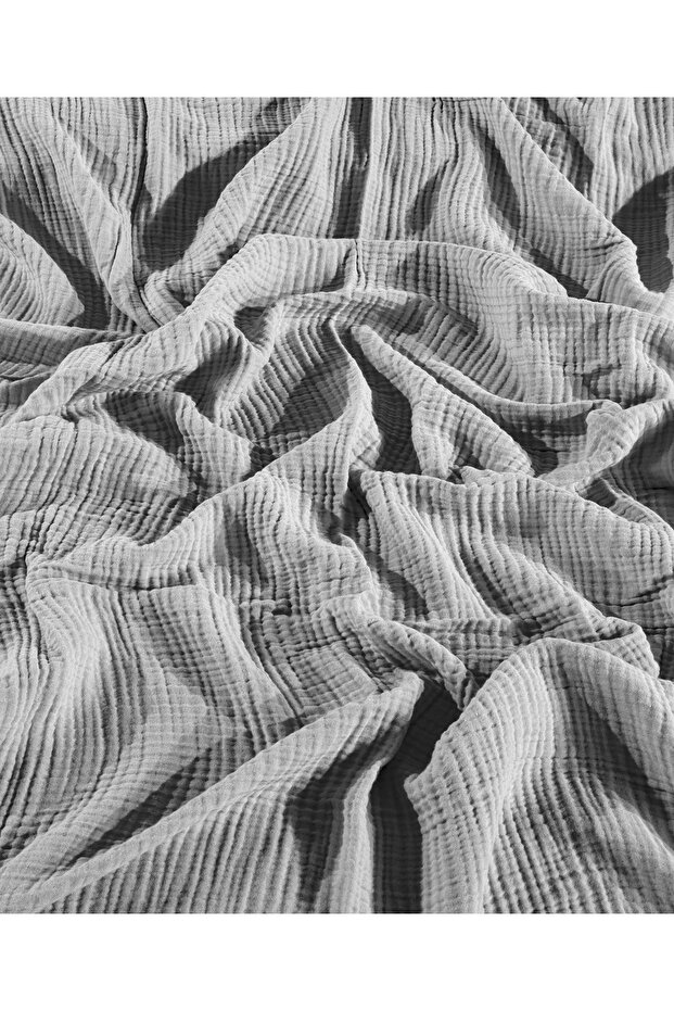 Açık Gri 4 Katlı Multi Muslin %100 Pamuk Xl Tek Kişilik Saçaksız 180 X 240cm - 5