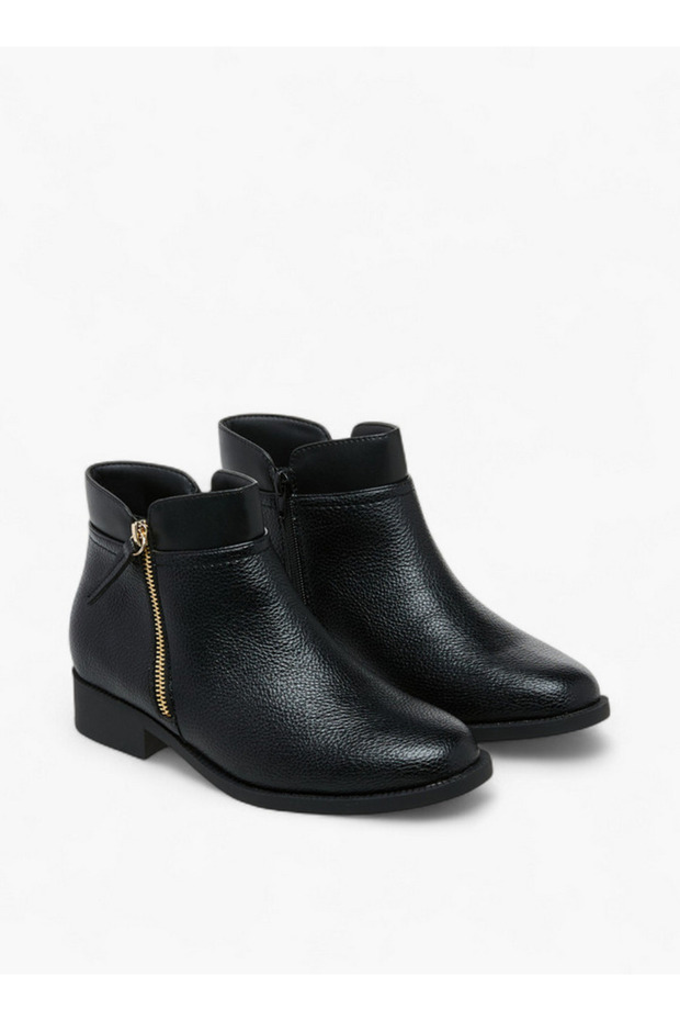 Solid Ankle Boots with Zip Closure
