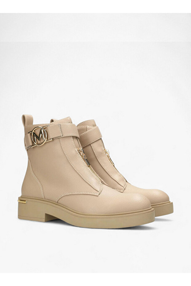 Solid Ankle Boots with Zip Closure - 1