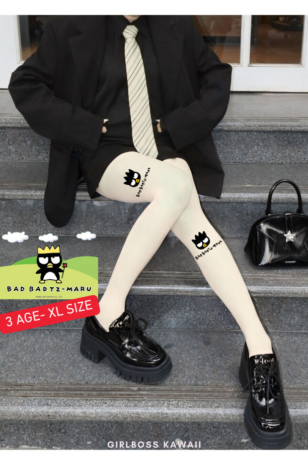 Bad Badtz Maru White Matte Opaque Tights