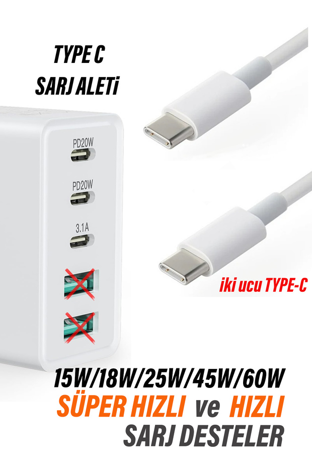 Type-c Hızlı Şarj Kablosu Samsung A33 A34 A35 A53 A54 A55 Uyumlu Şarj Kablosu 60w - 2