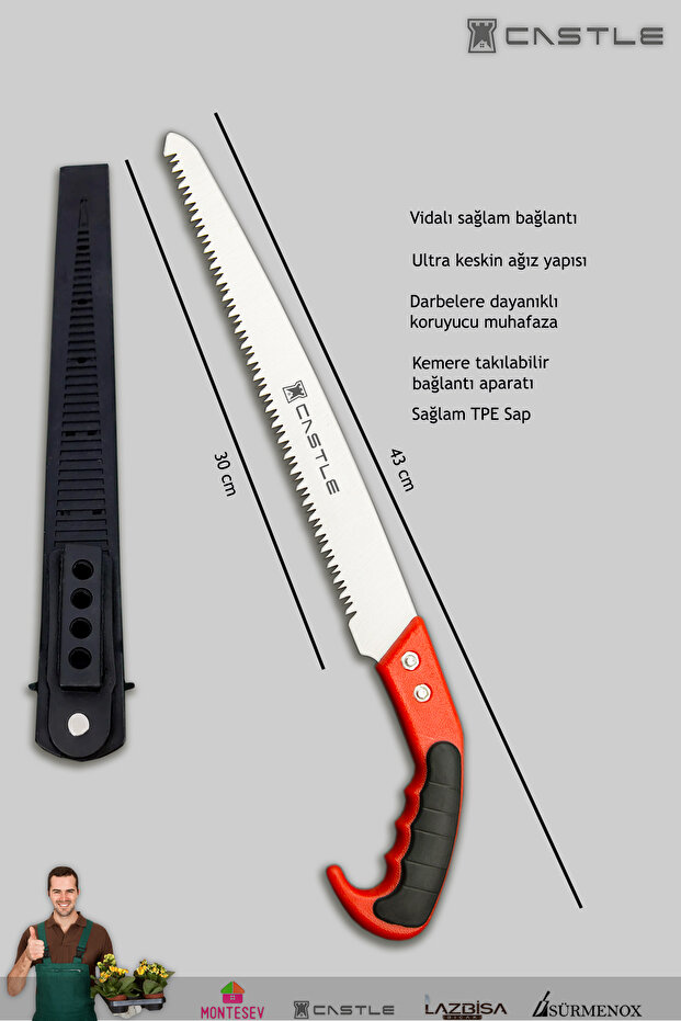 Castle Cst-18X Pruning Shears, Pruning Saw and Grafting Knife Blade Garden Set, Set of 3 - 4