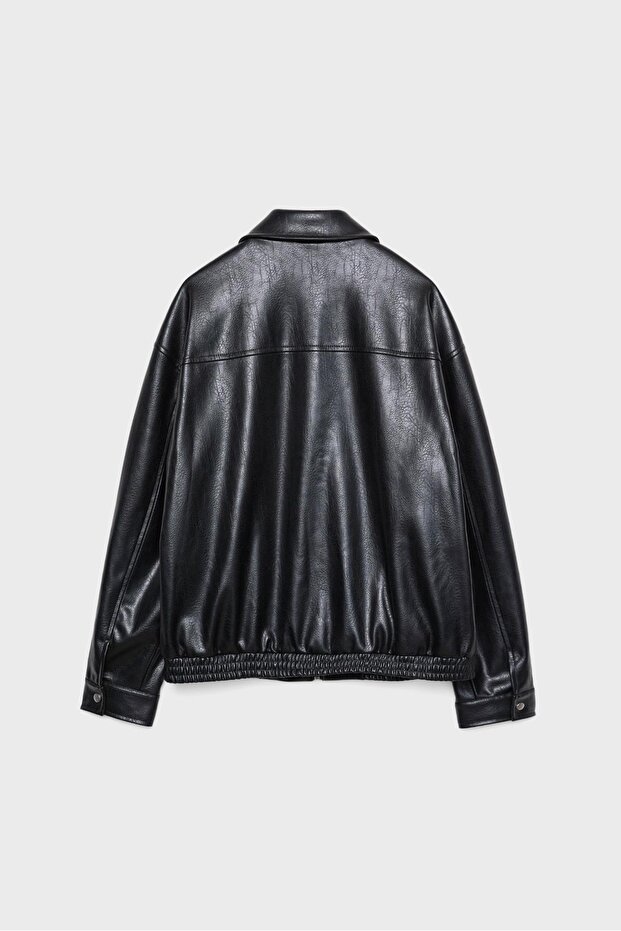Oversize suni deri ceket - 6