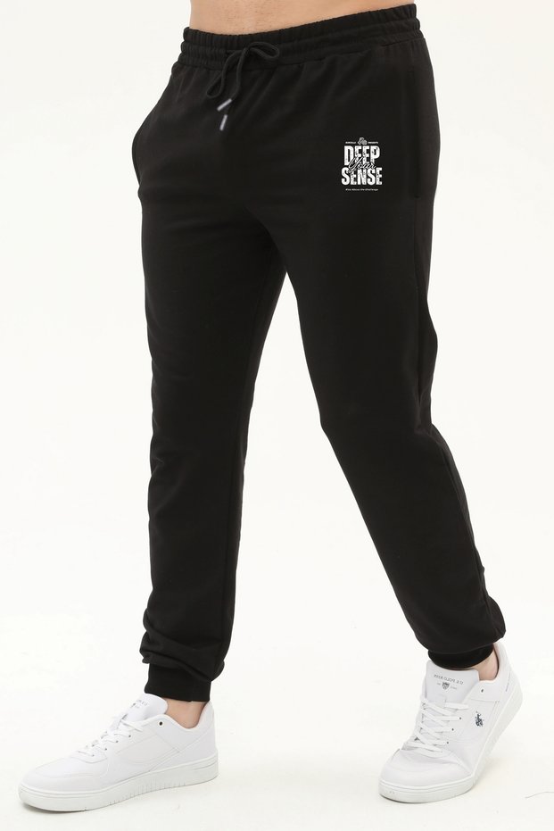 Men's Black Skinny Leg Sweatpants Cotton Combed Slim Fit Jogger