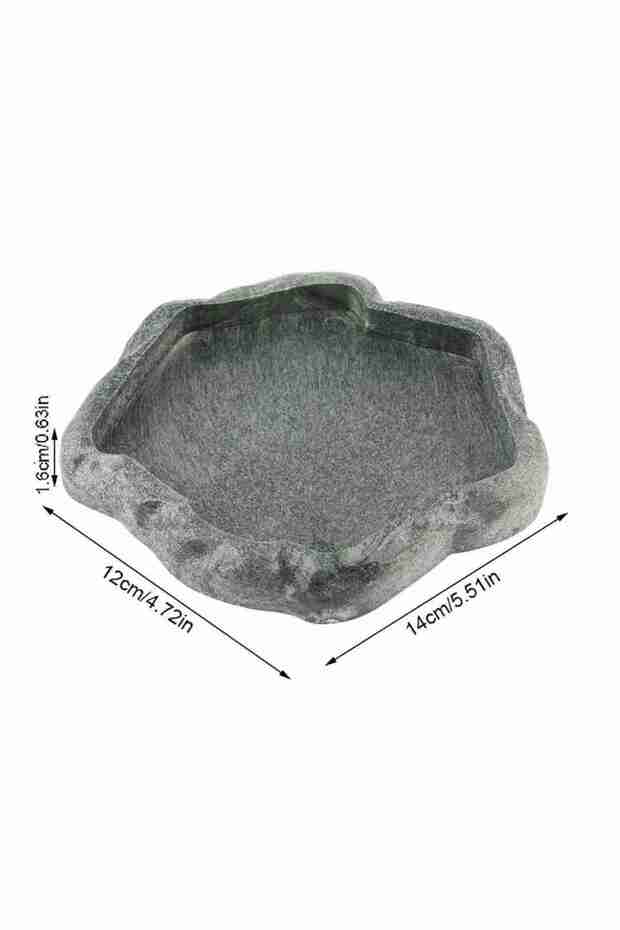 Option A Reptile Feeder ABS Resin Imitation Rock Design Food and Water Dish Feeder Bowl for Tortoise