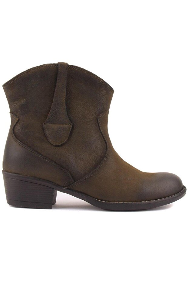 - Khaki Nubuck Zippered Women's Boots 105-2598-Venus