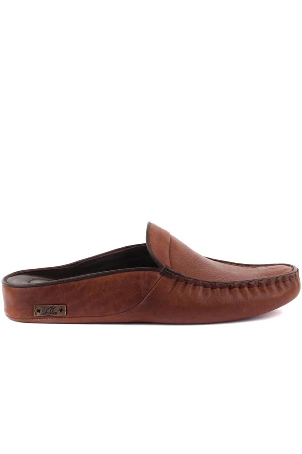 - Tan Leather Men's House Slippers 110-558-E