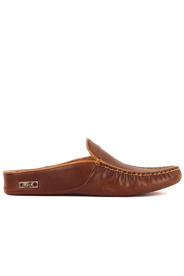 - Brown Leather Men's House Slippers 110-547-X