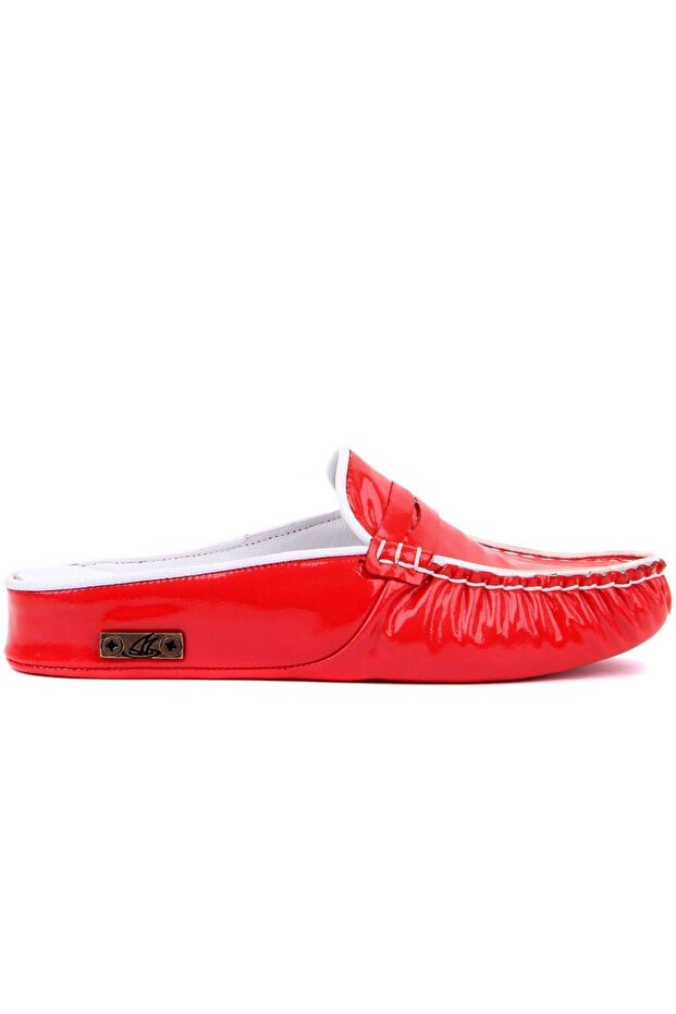 - Genuine Leather Red Women's Slippers 109-557-X