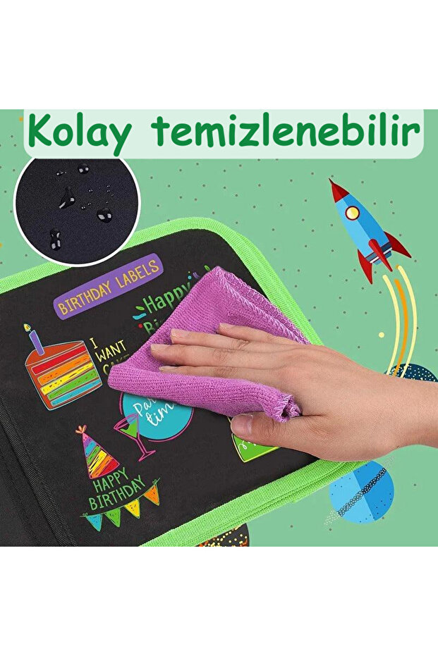 Silinebilir Çizim Defteri, Çocuklar İçin Boyama Defteri 6 Sayfa, Tekrar Kullanılabilir Defter, Mavi - 5