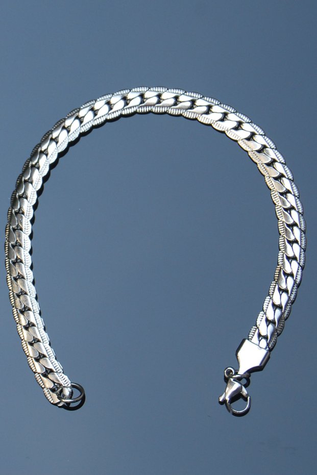 Steel Gourmet Crush Pattern Bracelet 7 mm Silver Color | Non-Blackening, Unisex, 2 Years Warranty