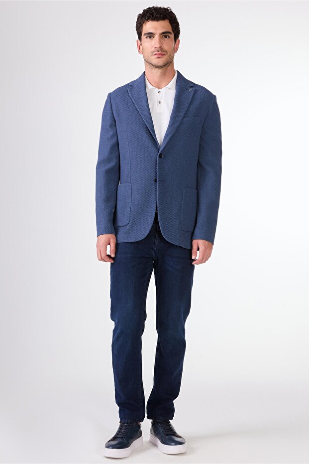 Men's Slim Fit Blue Jacket