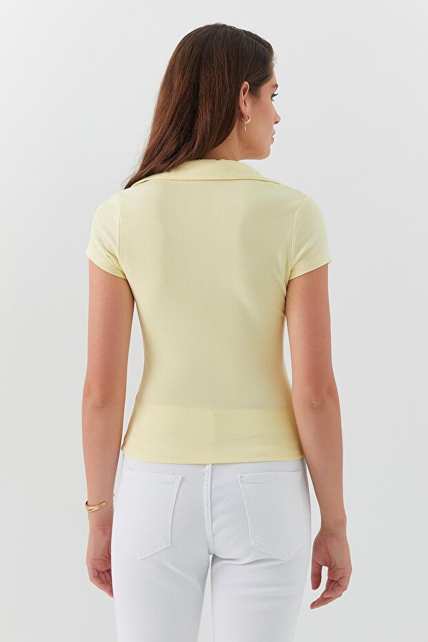 Yakalı Basic Bluz Sarı - 5