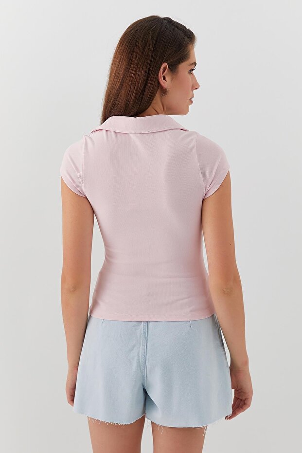 Yakalı Basic Bluz Pembe - 4