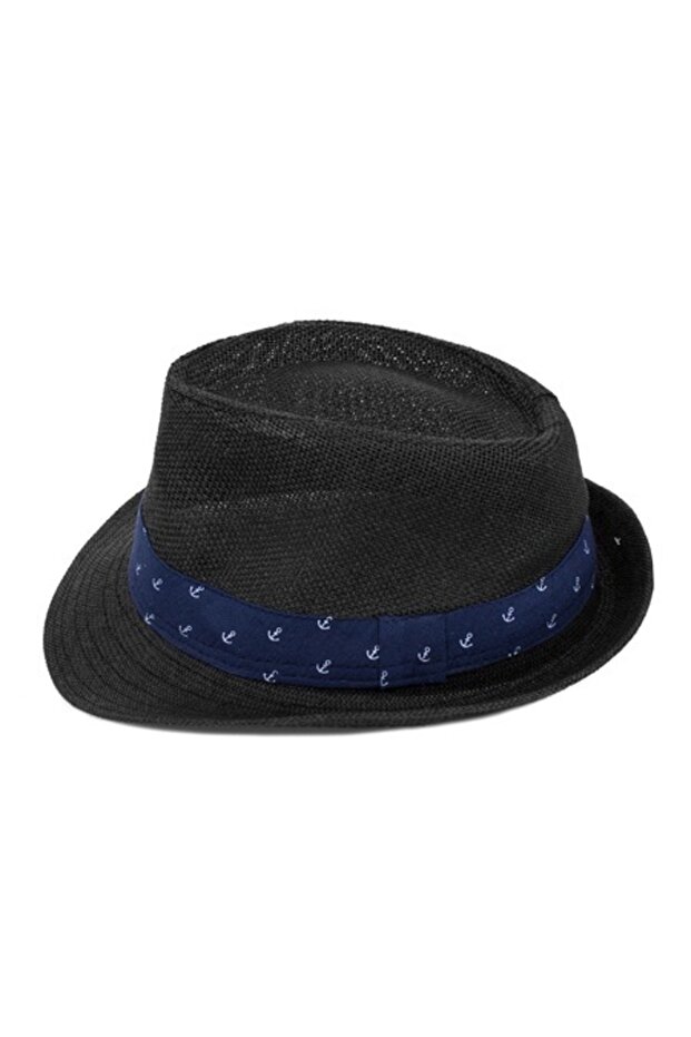 Men's Hat, Straw Model, Black - 2