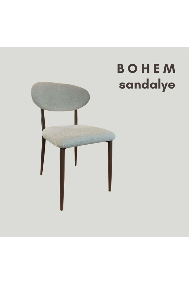 Cappiçino Mutfak Sandalyesi 4 Adet Metal İskelet Teddy Kumaş Bohem Model - 1