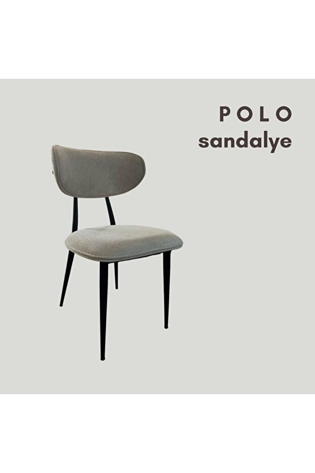 Siyah Mutfak Sandalyesi 4 Adet Metal İskelet Teddy Kumaş Polo Model - 2