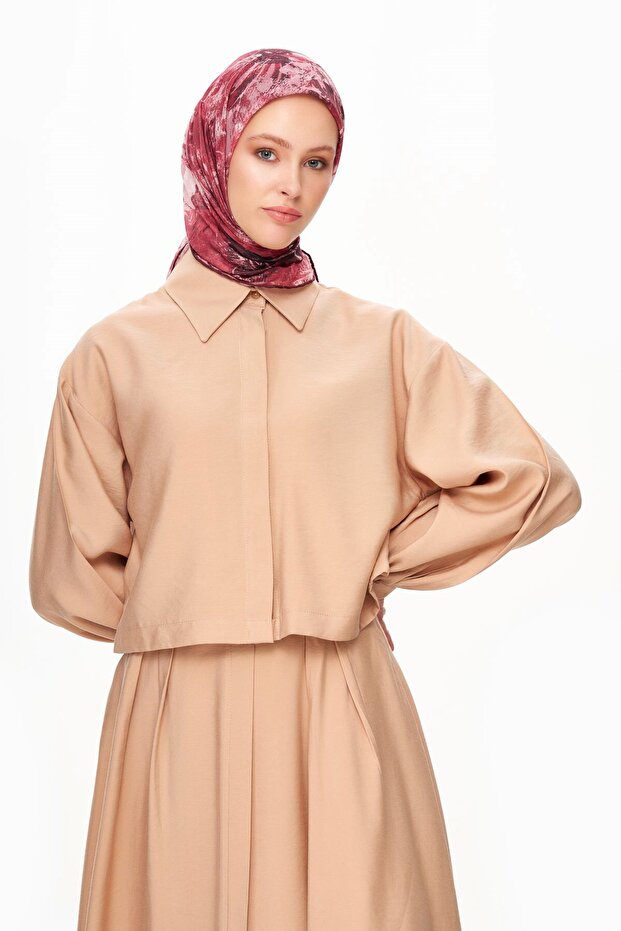 Voile De Lin Patterned Square Scarf Red - 2