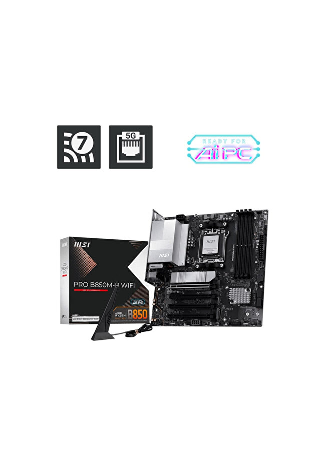 PRO B850M-P WIFI7 DDR5 AMD B850 AM5 Soket DDR5 8200+(OC)MHz mATX Anakart - 1